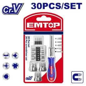 Jeu de 30 tournevis à cliquet EMTOP EBST03006