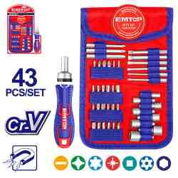 Coffret de 43 embouts de tournevis EMTOP EBST04302