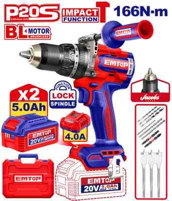 Perceuse à percussion 20V 2B 5Ah 166Nm (Jacobs) EMTOP