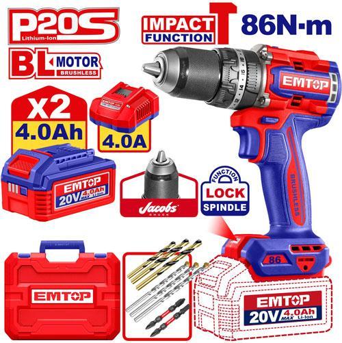 Perceuse à percussion 20V 2B 4Ah 86Nm (Jacobs) EMTOP