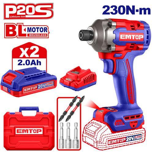 Visseuse à chocs 230Nm 20V 2B 2Ah EMTOP