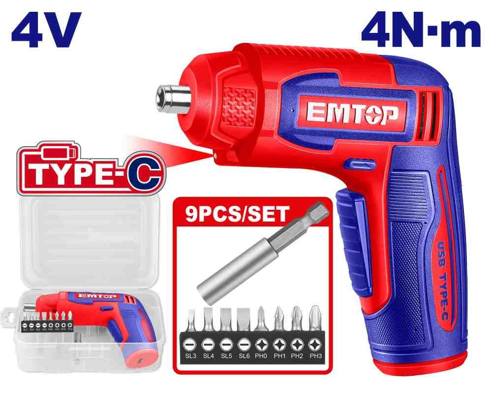 Visseuse 4V 4Nm Type-C + 8 embouts EMTOP