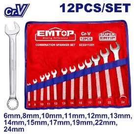 Jeu de 12 clés mixtes 6-24 mm EMTOP