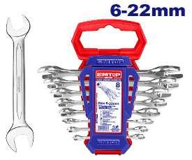 Jeu de 8 clés à fourche 6-22 mm EMTOP