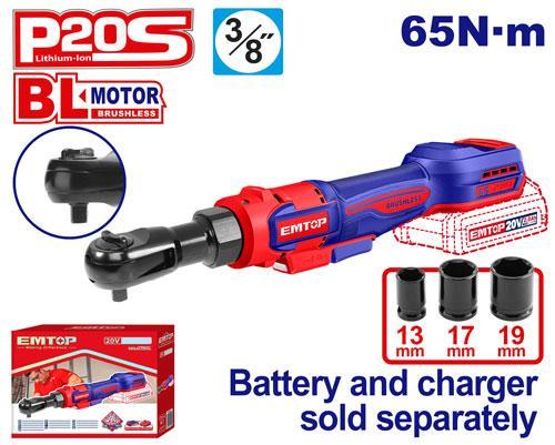 Clé à cliquet 20V 65Nm 3/8\" EMTOP
