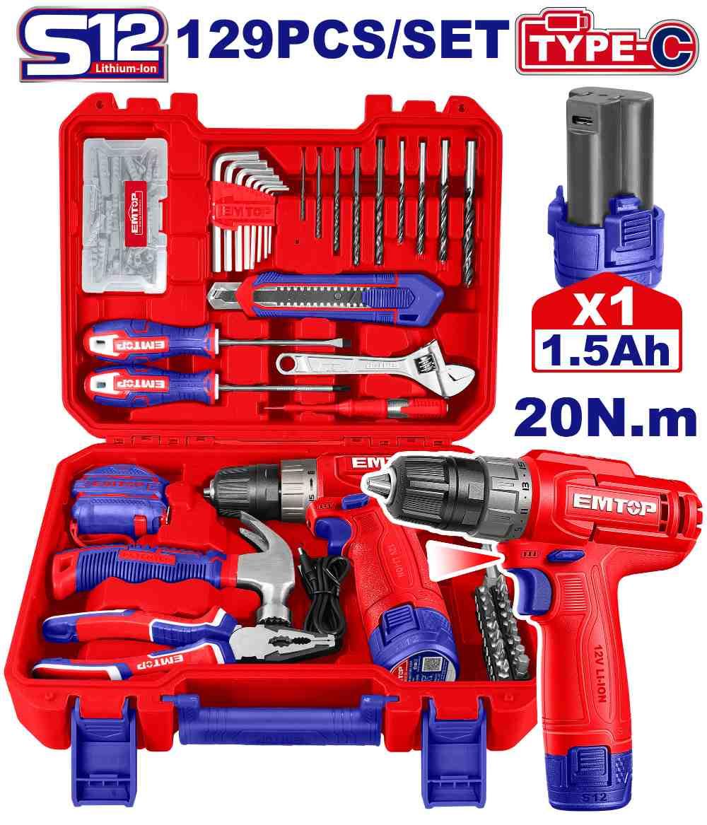 Ensemble d'outils 129 pièces EMTOP EEDK12901