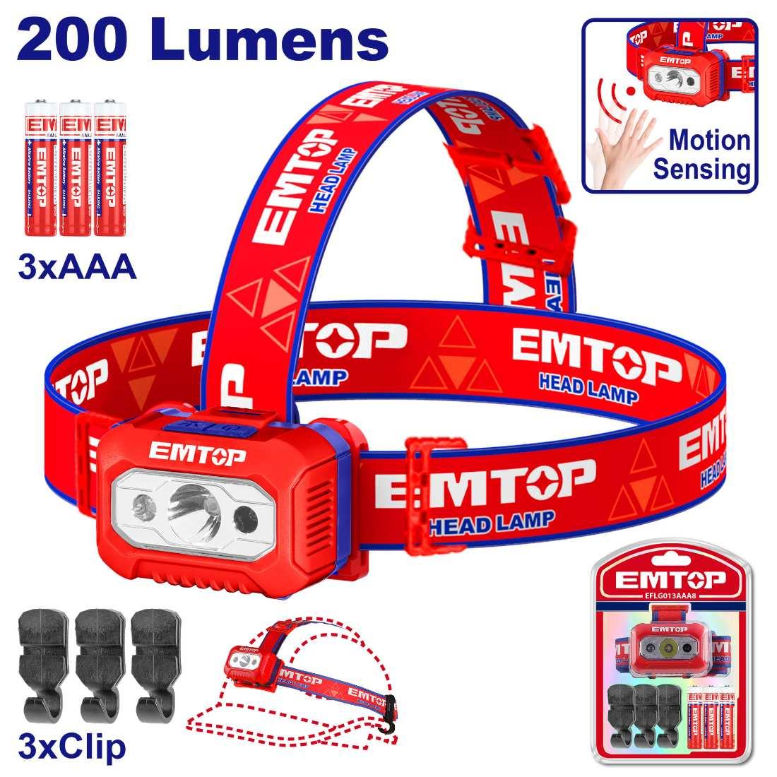 Lampe casque + capteur mouvement EMTOP EFLG013AAA8