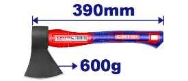 Hache 600g 390mm manche fibre EMTOP EHAMAX0600