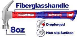 Marteau arrache-clous 220g manche fibre EMTOP EHAMCH0801