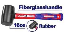 Maillet caoutchouc 450g manche fibre EMTOP EHAMRH1601