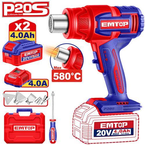 Décapeur thermique 300/580°C 20V 2B 4Ah EMTOP