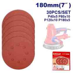 Lot de 30 feuilles abrasives Ø180 mm EMTOP
