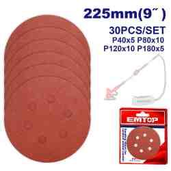 Lot de 30 feuilles abrasives Ø225 mm EMTOP