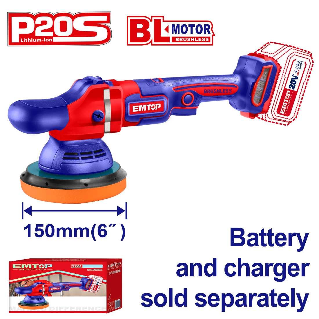 Ponceuse polisseuse 150 mm 20V EMTOP
