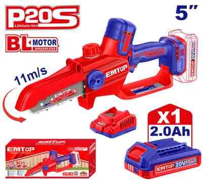 Tronçonneuse à chaîne 20V 1B 2Ah 13cm EMTOP