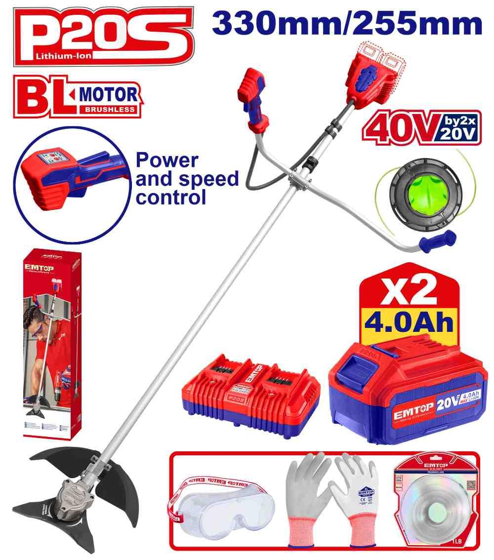 Coupe-bordures / débroussailleuse Brushless 40V + accessoires EMTOP