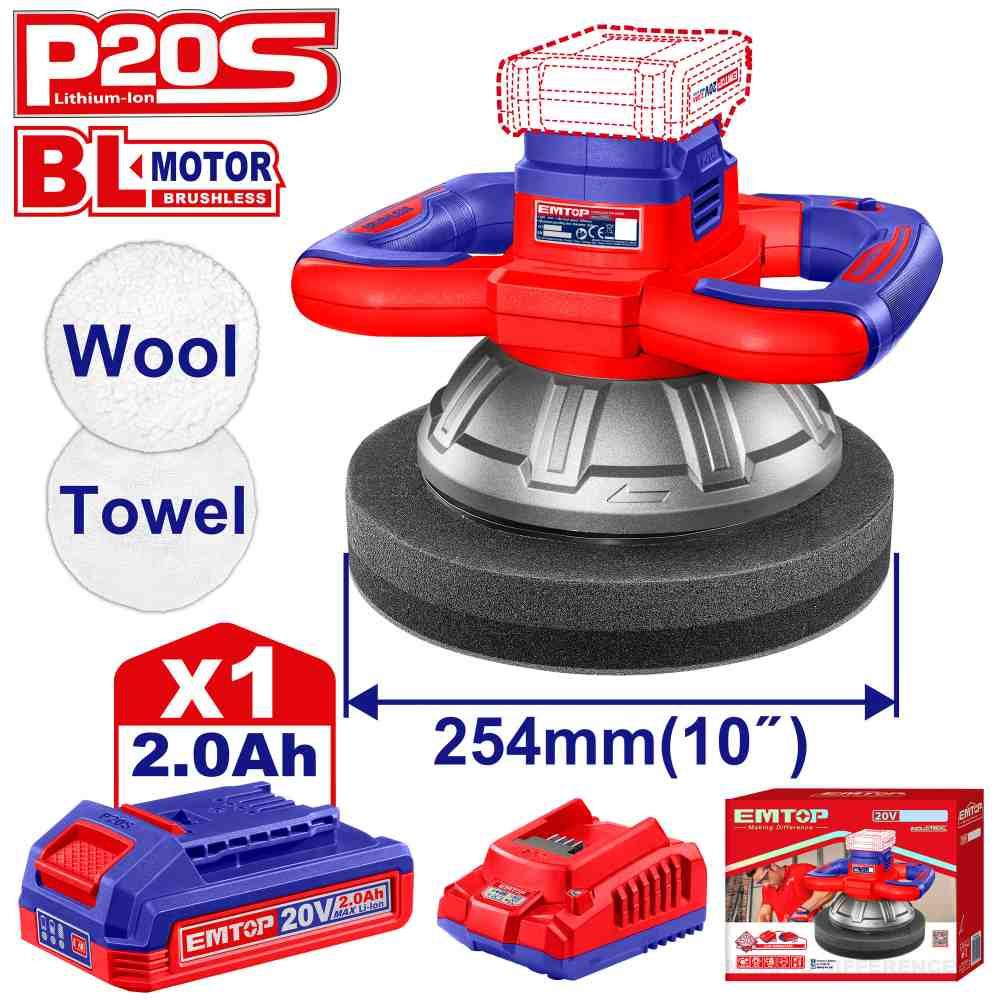 Polisseuse 254 Brushless 1B 2Ah EMTOP