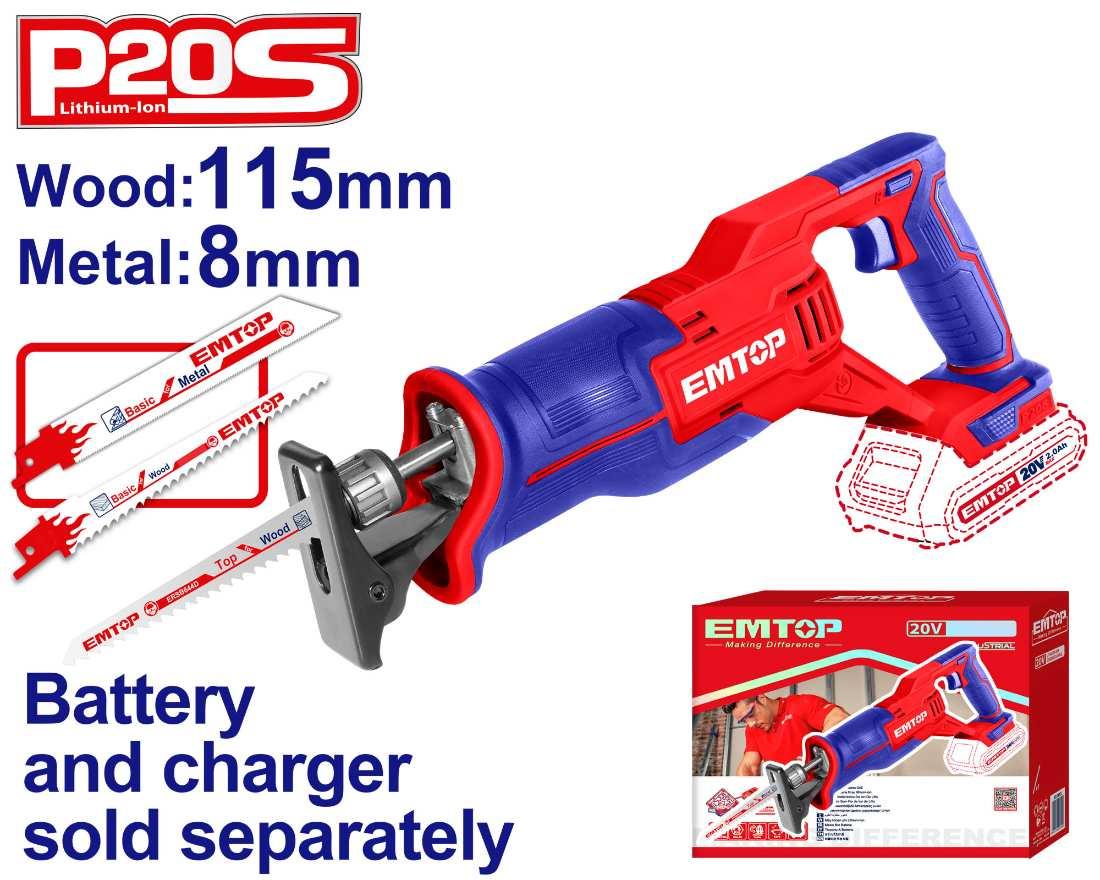 Scie à sabre 20V + 2 lames EMTOP ELRS201152