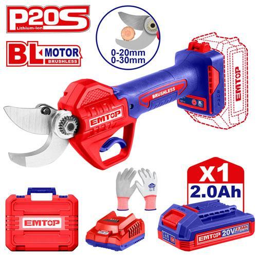 Sécateur électrique 20V 1B 2Ah 30mm EMTOP