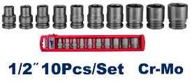 Jeu de 10 douilles 1/2\" 10-24 mm EMTOP