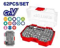 Jeu de 62 embouts de tournevis EMTOP EMSV3K05