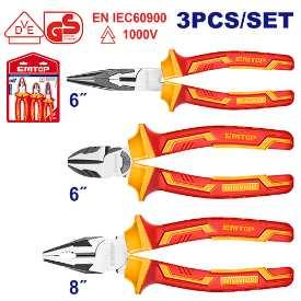Jeu 3 pinces universelle/long-nez/coupe isolées EMTOP