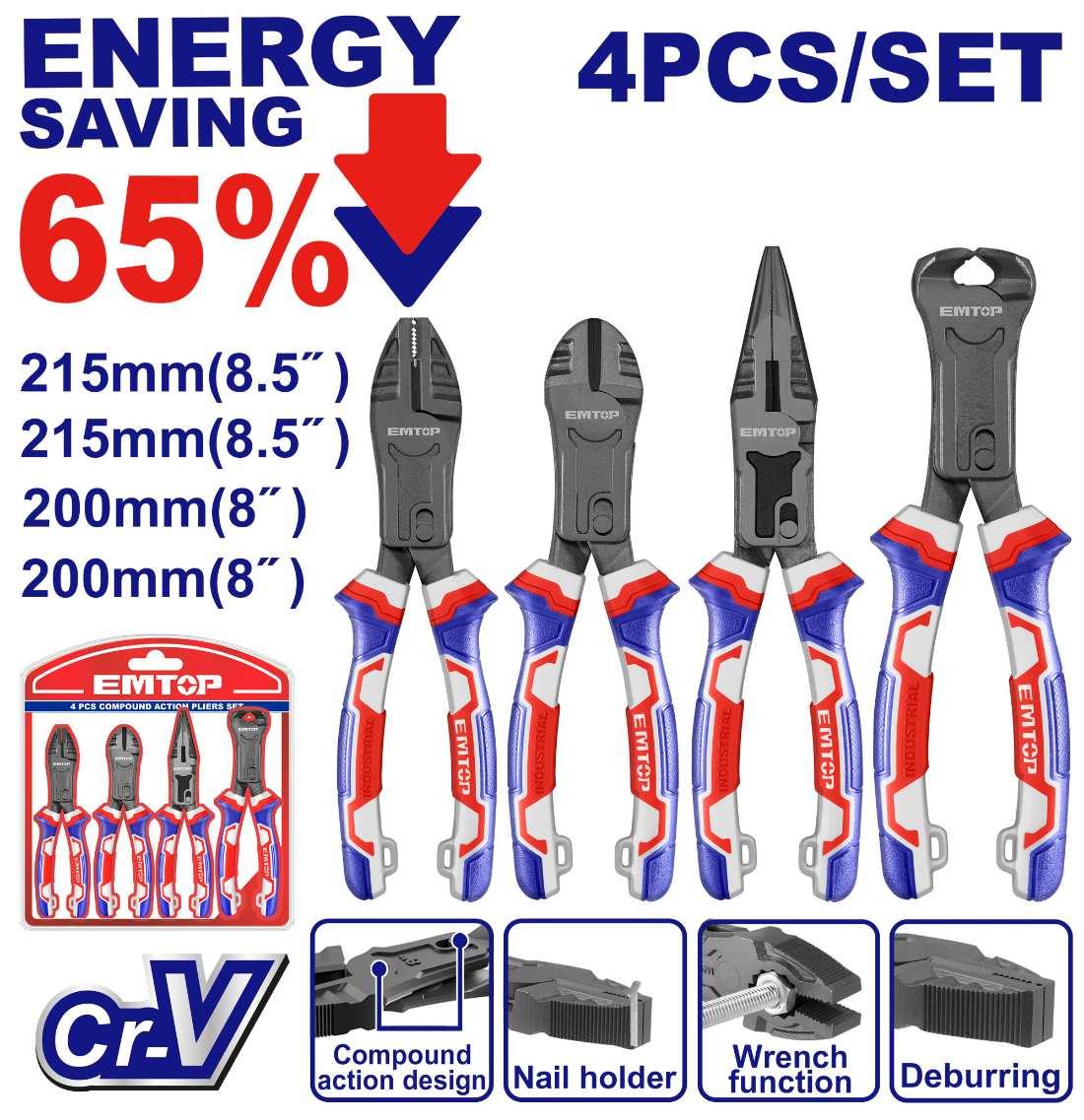 Jeu de 4 pinces PRO EMTOP EPLS2451