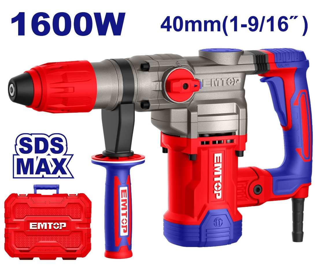Perforateur SDS Max 40mm 1600W + accessoires EMTOP