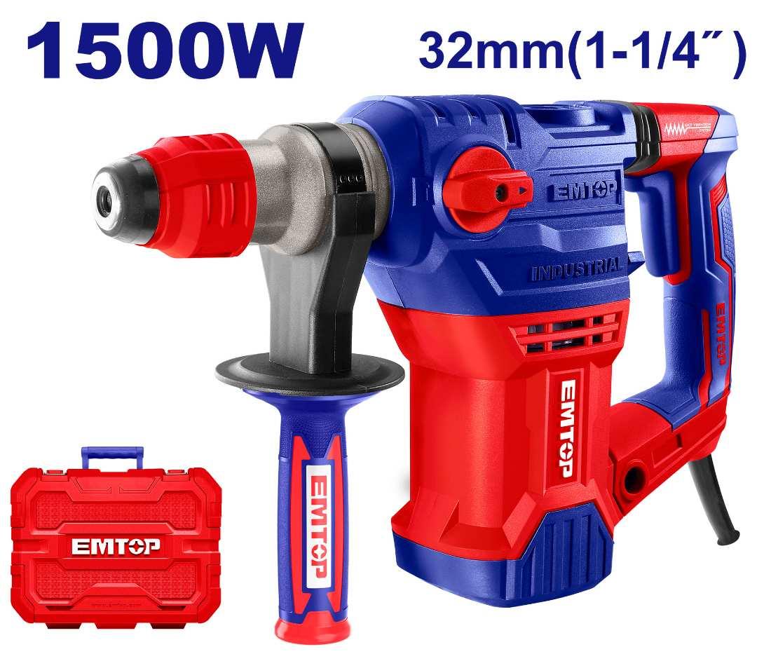 Perforateur SDS+ 32mm 1500W + accessoires EMTOP