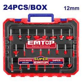 Coffret de 24 fraises défonceuse 12mm EMTOP ERRT24122
