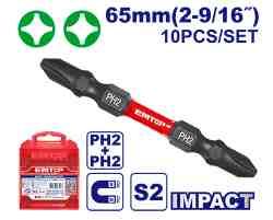 Embouts de tournevis PH2+PH2 65mm EMTOP ESBTMPH233