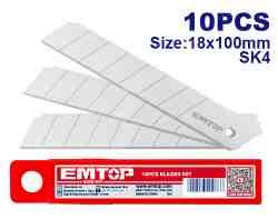 Jeu de 10 lames de couteau 18 mm EMTOP