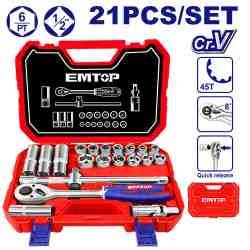 Coffret de 21 douilles 1/2\" EMTOP