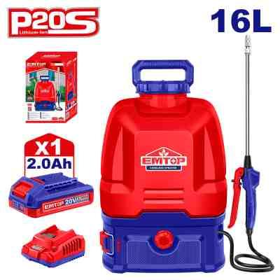 Pulvérisateur à dos 16L 1B 2Ah EMTOP