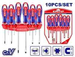 Jeu de 10 tournevis EMTOP ESST1002