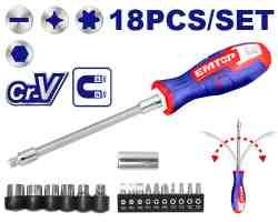 Jeu de 18 tournevis + embouts flexibles EMTOP ESSTFL1802