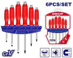 Jeu de 6 tournevis à frappe EMTOP ESSTGT0601