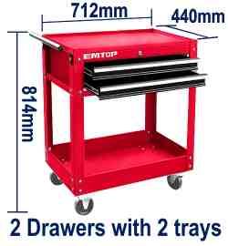 Chariot de garage 2 tiroirs EMTOP