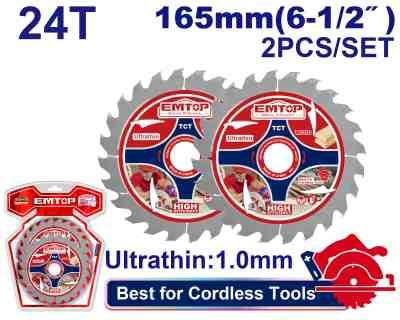 Jeu de 2 disques bois 165mm 24T EMTOP ETCT1653