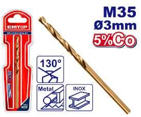 Jeu de 2 mèches acier M35 HSS Ø3mm EMTOP ETDB130301
