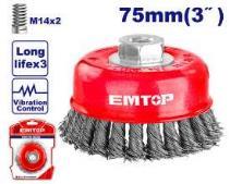 Brosse métallique Ø75mm 12500 tr/min (fil 0,5) EMTOP EWCB20755
