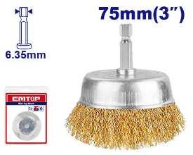 Brosse métallique avec tige Ø75mm EMTOP EWCB30751