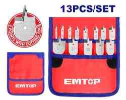 Ensemble de 13 forets plats pour bois EMTOP EWFD41301